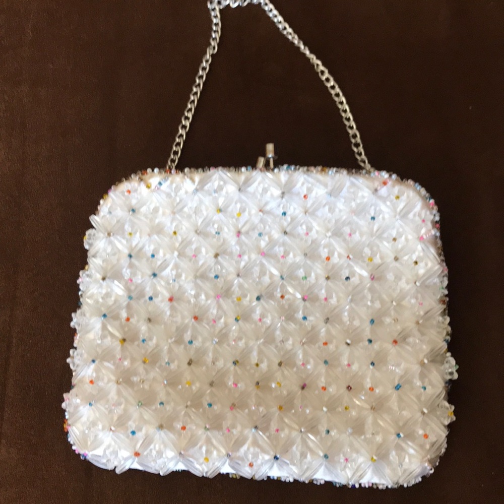 Vintage  beautiful beaded clutch colorful and fun